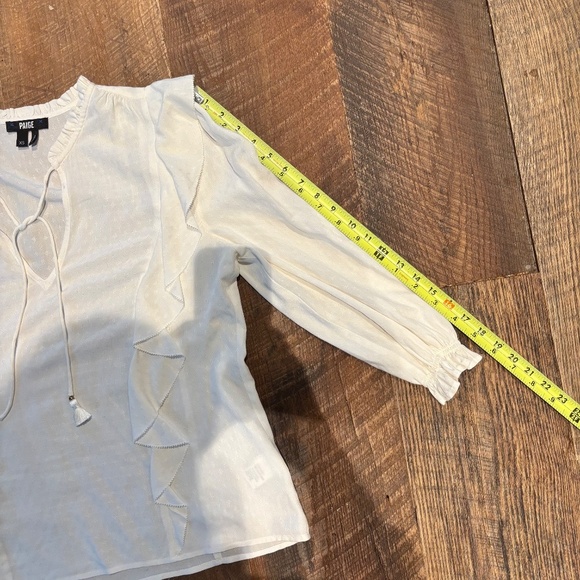 Paige Jeans Bo Ho white top with tassels, size XS - Picture 6 of 8
